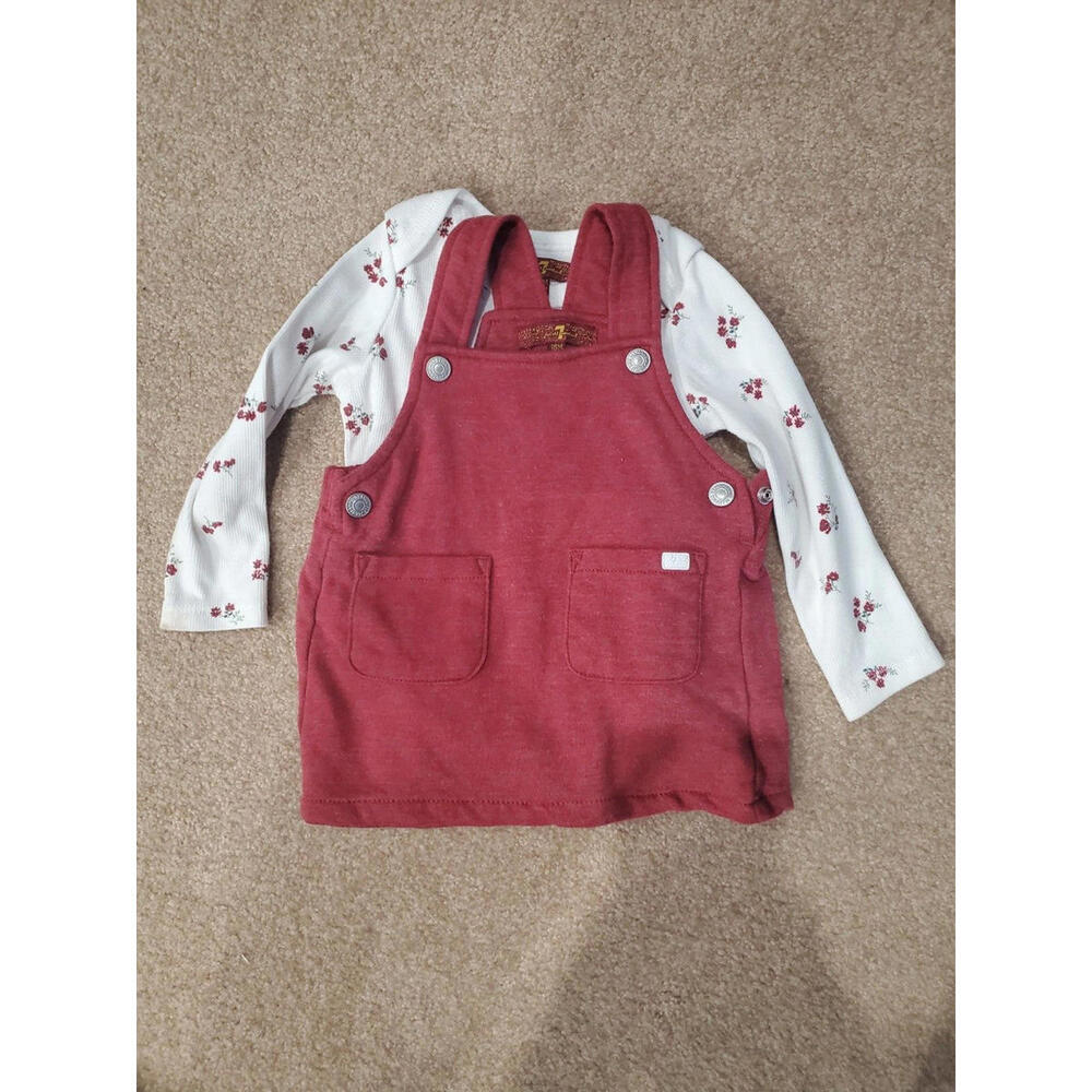 Toddlers girls 7 for all mankind 2pc overall dress size 18 months multi colors